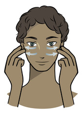 フェイスマッサージをしている黒人男性の手描きイラスト