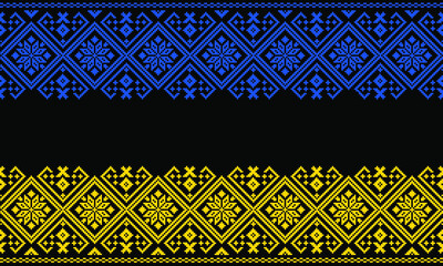 Embroidery traditional of Ukraine national vector ornament on a black background