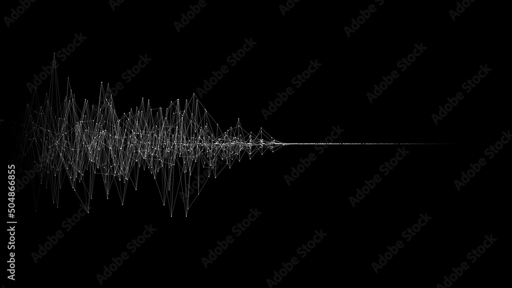 Wall mural 3d abstract sound wave background. digital technology waveform on empty backdrop. science, big data,