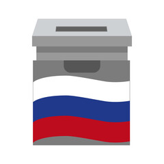 A ballot box with a Russian flag. Voting, referendum. Vector illustration isolated on a white background for design and web.