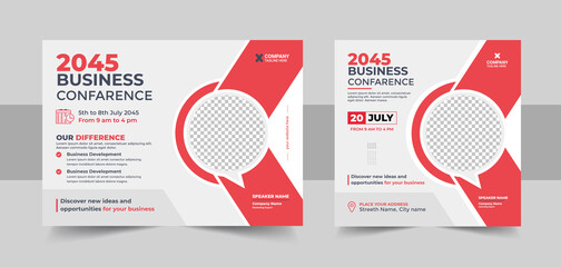 Business Conference live webinar banner invitation and social media post template, Business webinar invitation template vector