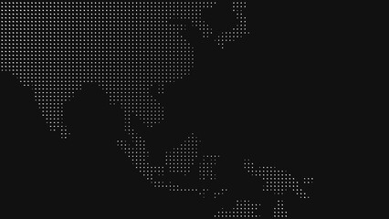3d pixel world Asia map on black background. Digital dots in the form global earth.  © uladzimirzuyeu