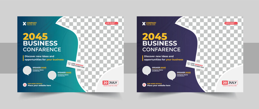 Creative flyer and invitation banner template design, Annual corporate business workshop, meeting & training promotion poster, Online digital marketing horizontal cover template