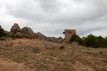 Watchtower on the mountaintop Laujar de Andarax, Spain
