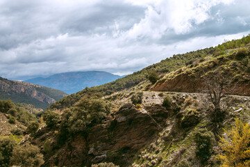 Fototapeta na wymiar Mountain road in the mountain range of Gador