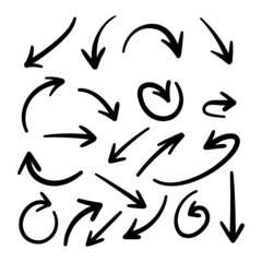 Hand drawn arrow vector icons set. sketch arrow design for business plan and education.