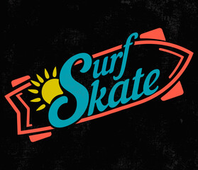 Surfskate, vector, ilustration, lettering, caligraphy, surf, skate, lifeslyle, color , logo skate