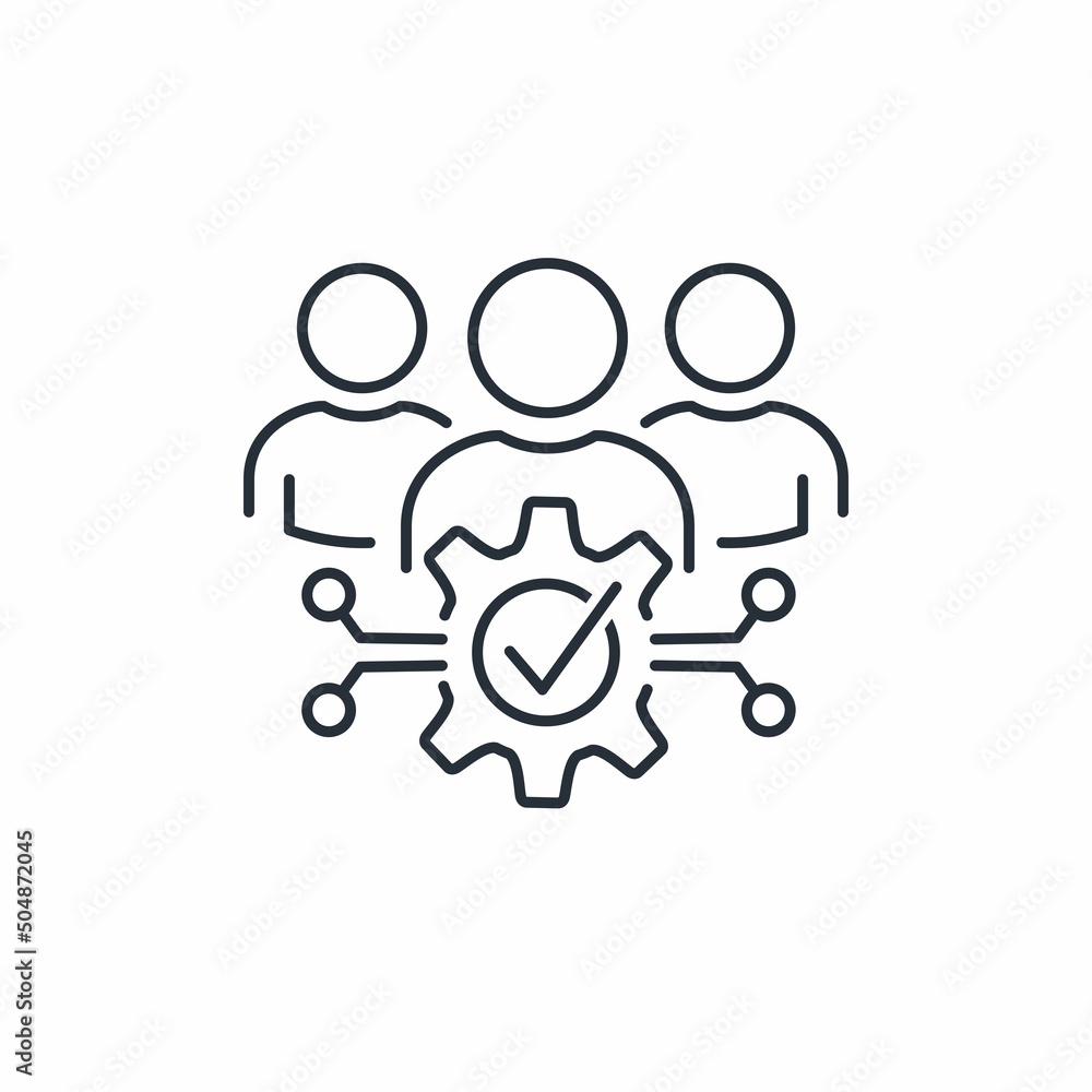 Poster technical management group. the control. vector linear icon isolated on white background.