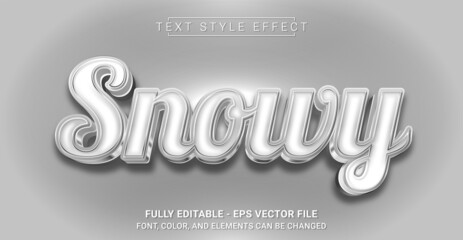 Snowy Text Style Effect. Editable Graphic Text Template.