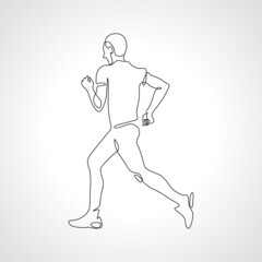 Fototapeta na wymiar Jogging. Abstract silhouette of runnig man in monoline