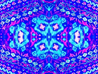 Seamless Ethnic Fabric. Ikat Pattern. Rainbow