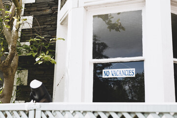 signboard No vacancies in the window