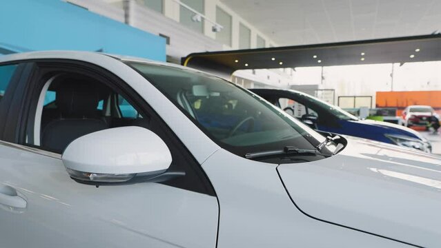 New cars in the showroom of the official dealer.