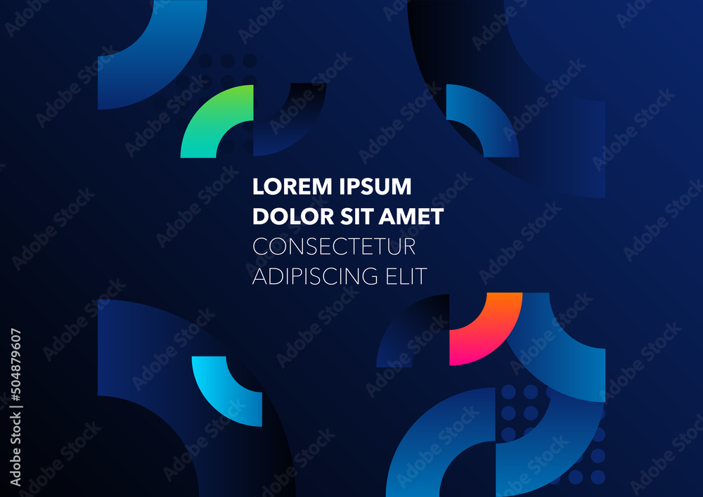 Poster horizontal abstract blue template with color graphic elements and place for text. vector illustratio
