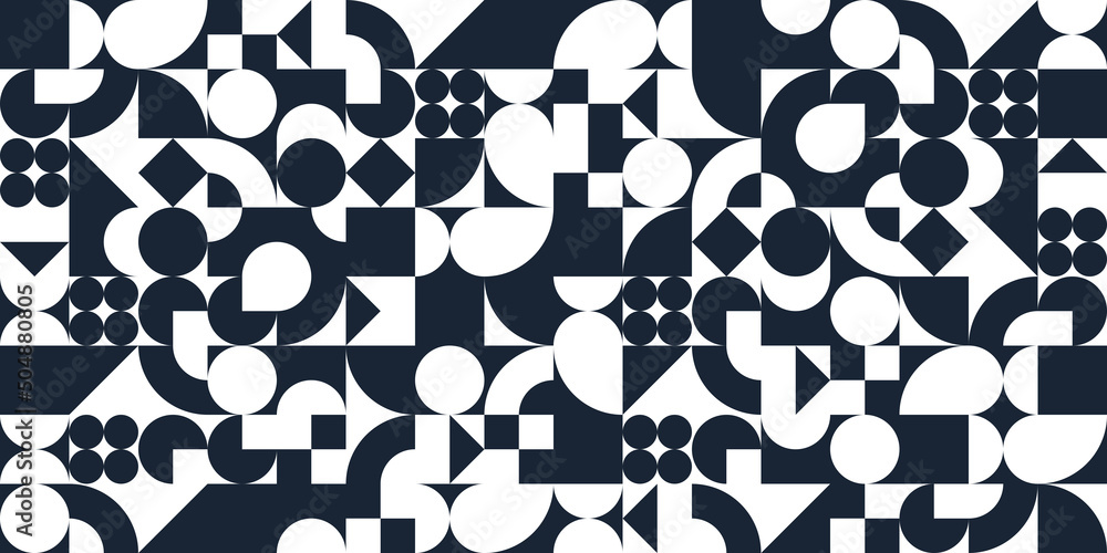 Aufkleber abstract vector geometric seamless pattern, black and white simple geometric elements repeat tiles, 