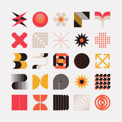 Logo Modernism Aesthetics Vector Abstract Shapes Collection Made With Minimalist Geometric Forms And Figures - 504881029