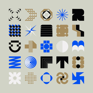 Logo Modernism Aesthetics Vector Abstract Shapes Collection Made With Minimalist Geometric Forms And Figures