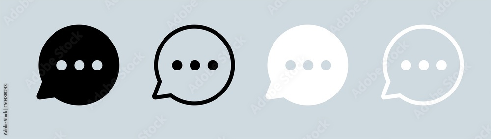 Poster chatting or messaging bubbles with dots flat icon for apps and websites interface.