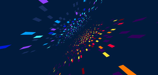Abstract vector background, communication technology concept, dark 3d bits flying in perspective, futuristic abstraction.