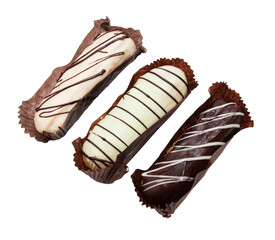 Eclair isolated on white background.