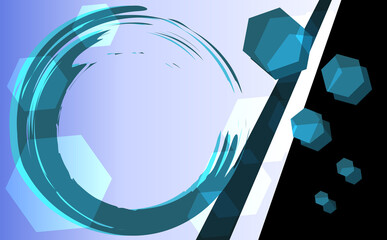 筆ブラシ背景　和風　壁紙　イラスト　青色