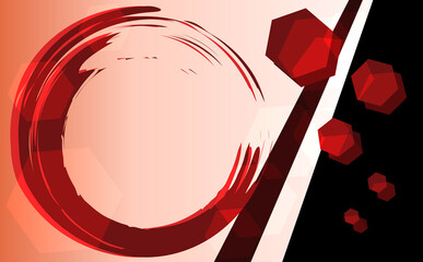 筆ブラシ背景　和風　壁紙　イラスト　赤色