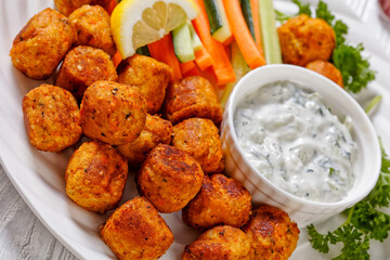 bean veggies gnocchi with vegetable sticks and dip