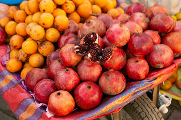 Fresh fruits and vegetables at the local market in Lima, Peru. Market vegetables sold by local farmers
