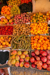 Fresh fruits and vegetables at the local market in Lima, Peru. Market vegetables sold by local farmers