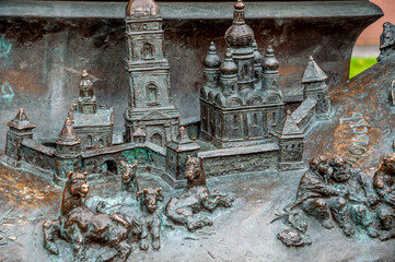Tobolsk, Russia, S. Remezov Street, No. 3,  May 15, 2022. P. P. Ershov Square Monuments to tales of...
