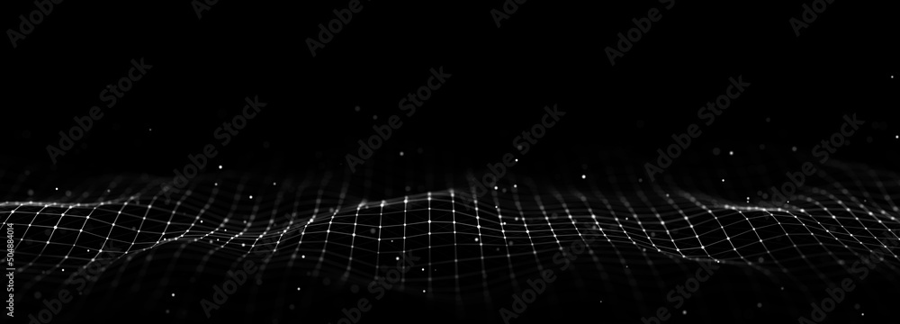 Poster 3d digital wave. technology wave. flow digital structure. cyber technology background. 3d rendering.
