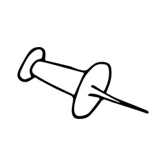 Vector drawing pin clipart. Hand drawn office supplies illustration. For print, web, design, decor, logo.