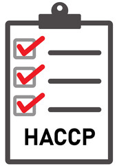 HACCP - Hazard Analysis Critical Control Points icon with award or checkmark. flat style.