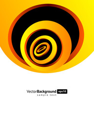 Orange and Black abstract isometric rings composition business background template place for text vector illustration. Vibrant round shape figure glossy infinity abstract curved decorative design