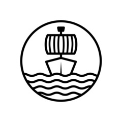 icons, symbols and logo templates with sailing ship shape in striped style