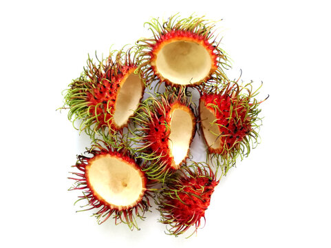 red rambutan peel isolate on white background.