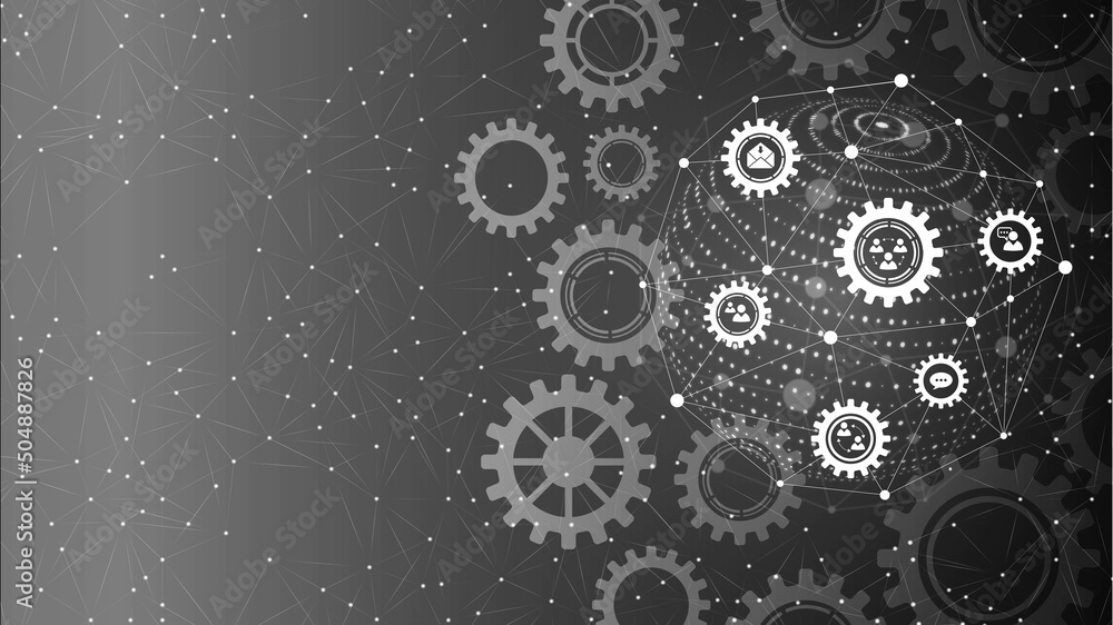 Poster vector gray background for icons, digital communication symbols, social networks. pattern mechanisms