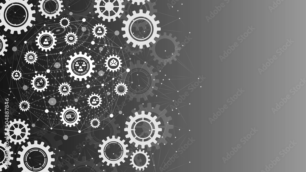 Poster vector background frame for icons, digital communication symbols, social networks. pattern mechanism