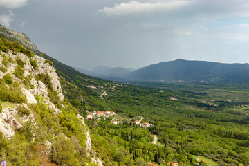 Fototapeta premium Mountains and valley in Konavle region near Dubrovnik.
