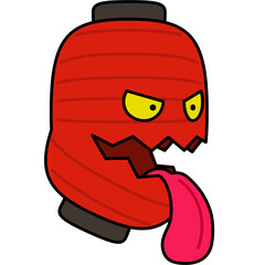 Naklejka premium 提灯のお化けのイラスト（アウトラインあり）