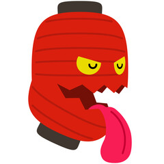 目を瞑る提灯のお化けのイラスト