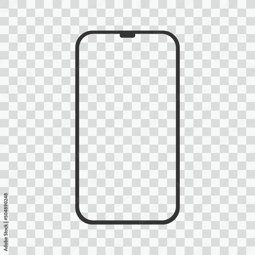 Poster realistic smartphone blank screen, phone mockup isolated on transparent background. template for inf