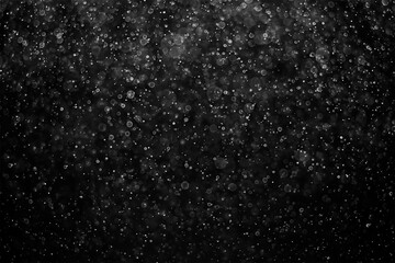 Black and white texture of snow, raindrops, bubbles