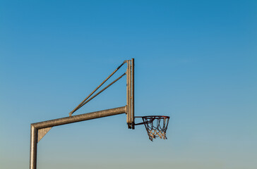 Side view of basketball hoop against clear sky