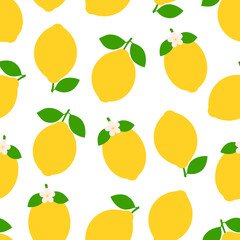 Fototapeta na wymiar Seamless pattern fruits lemons vector illustration