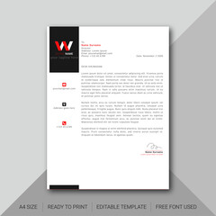 modern red and black business letterhead template
