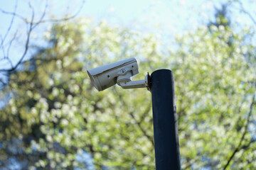 Mini cctv cameras installed on pillar outside