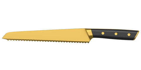 Chef's kitchen knife with a wooden handle isolated on white background.