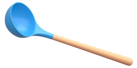 Silicon soup ladle or kitchen utensils on white background.