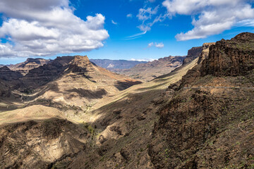 View from Degollada de las Yeguas Viewpoint on the Barranco de Fataga, Gran Canaria, Canary Islands, Spain